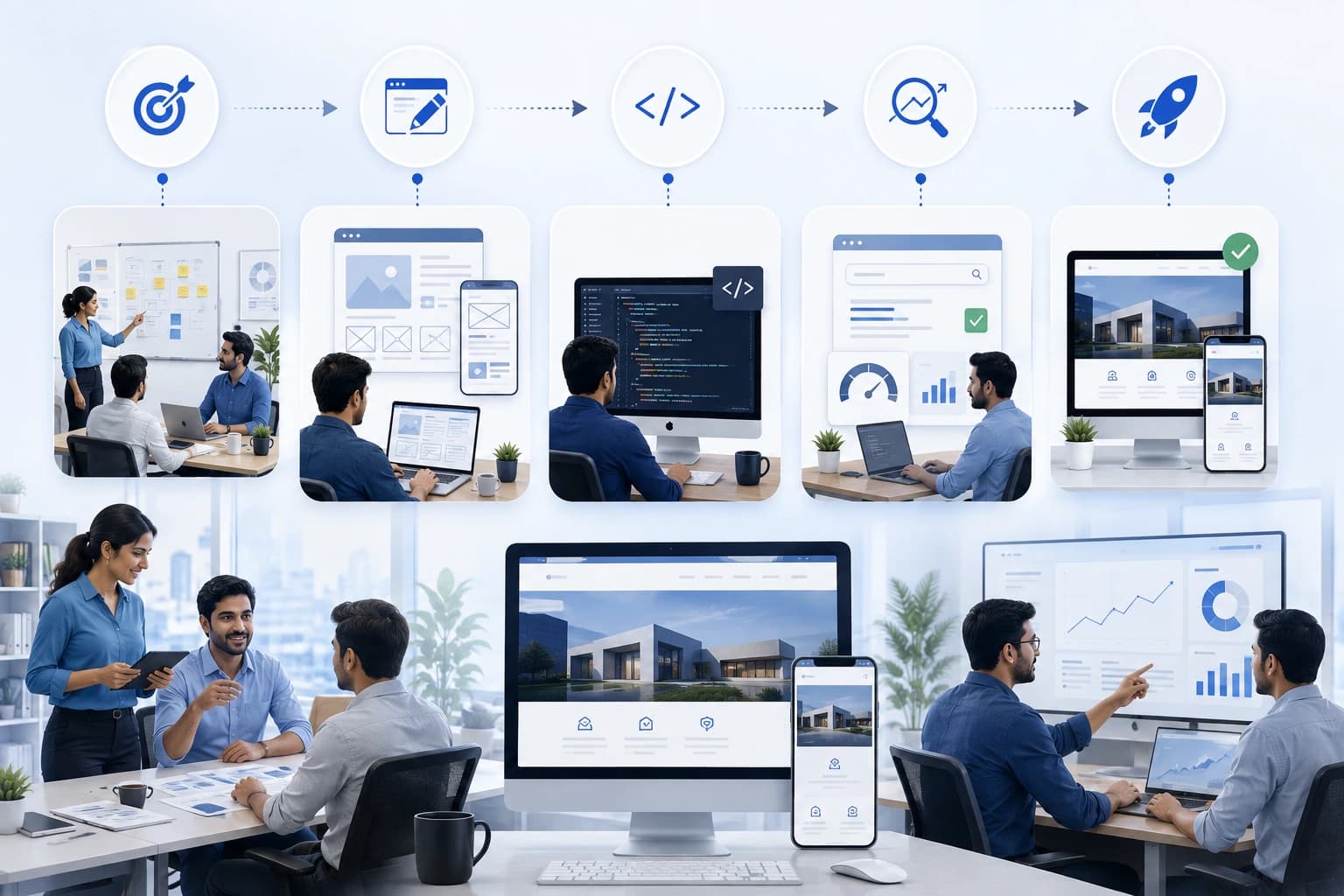 Small business website development process including design SEO and launch